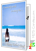 sexy woman walking on beach snarky and suggestive Father's Day card