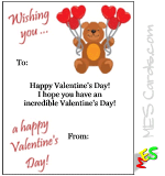bear, heart balloons, Valentine's Day card