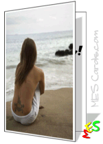 printable card with woman on beach