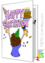 printable birthday card, cake, celebration