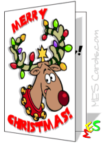 Rudolf card, reindeer, Christmas lights