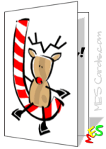 candy cane and reindeer card