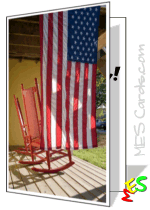 printable card, American flag, porch