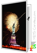 fireworks and Statue of Liberty printable card