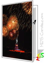 Liberty island fireworks card to print