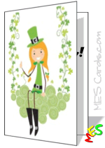 clovers, girl, Irish, card template