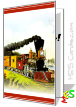 classic steam engine illustration for cards