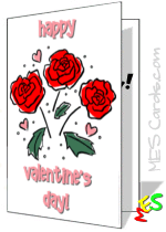 cute Valentine's Day card, red carnations