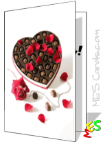 chocolate trouffles, rose, rose petals, greeting card